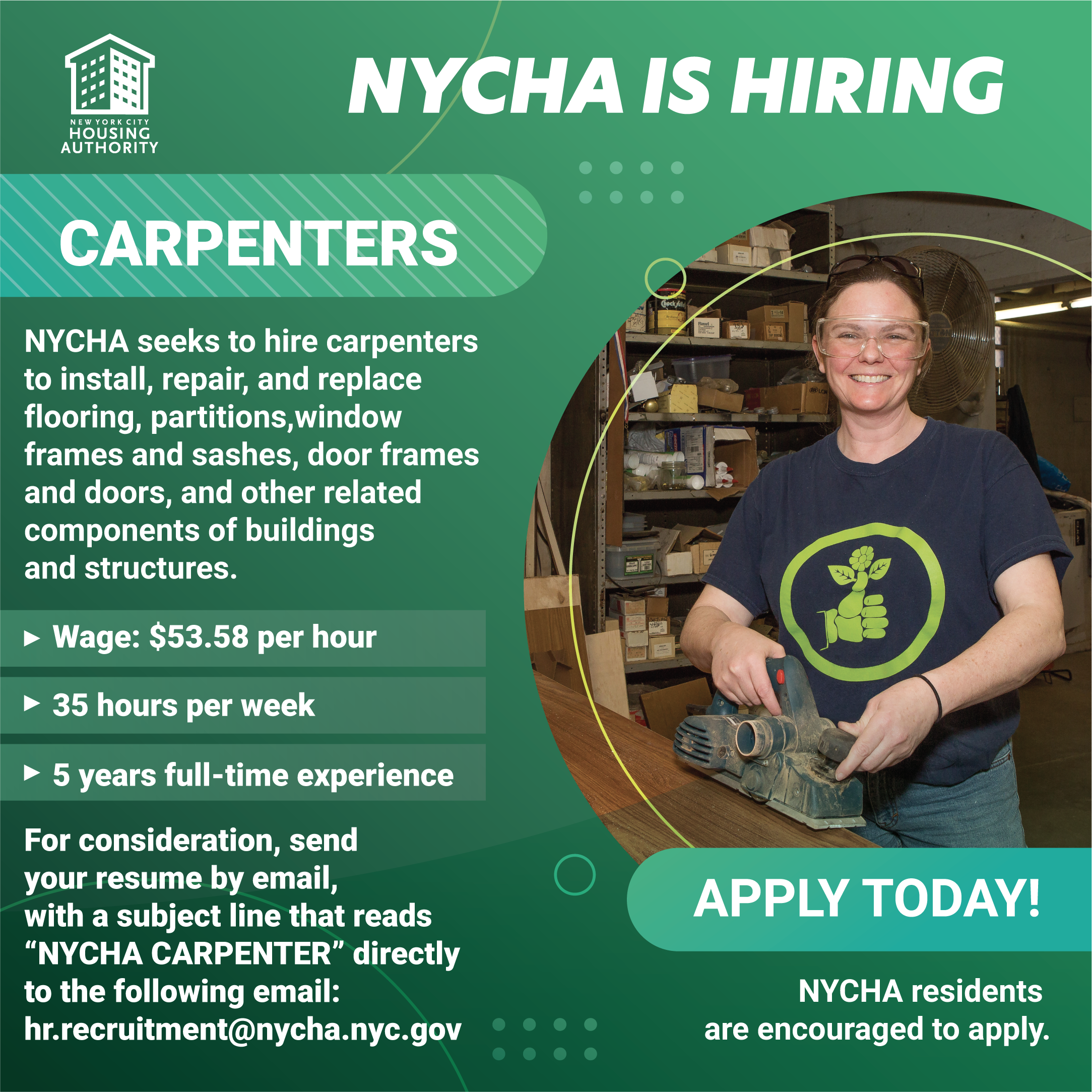 NYCHA Is Hiring: Carpenters